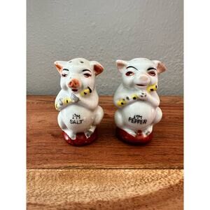 Vintage Pigs Playing Flutes Salt and Pepper Shakers Japan
